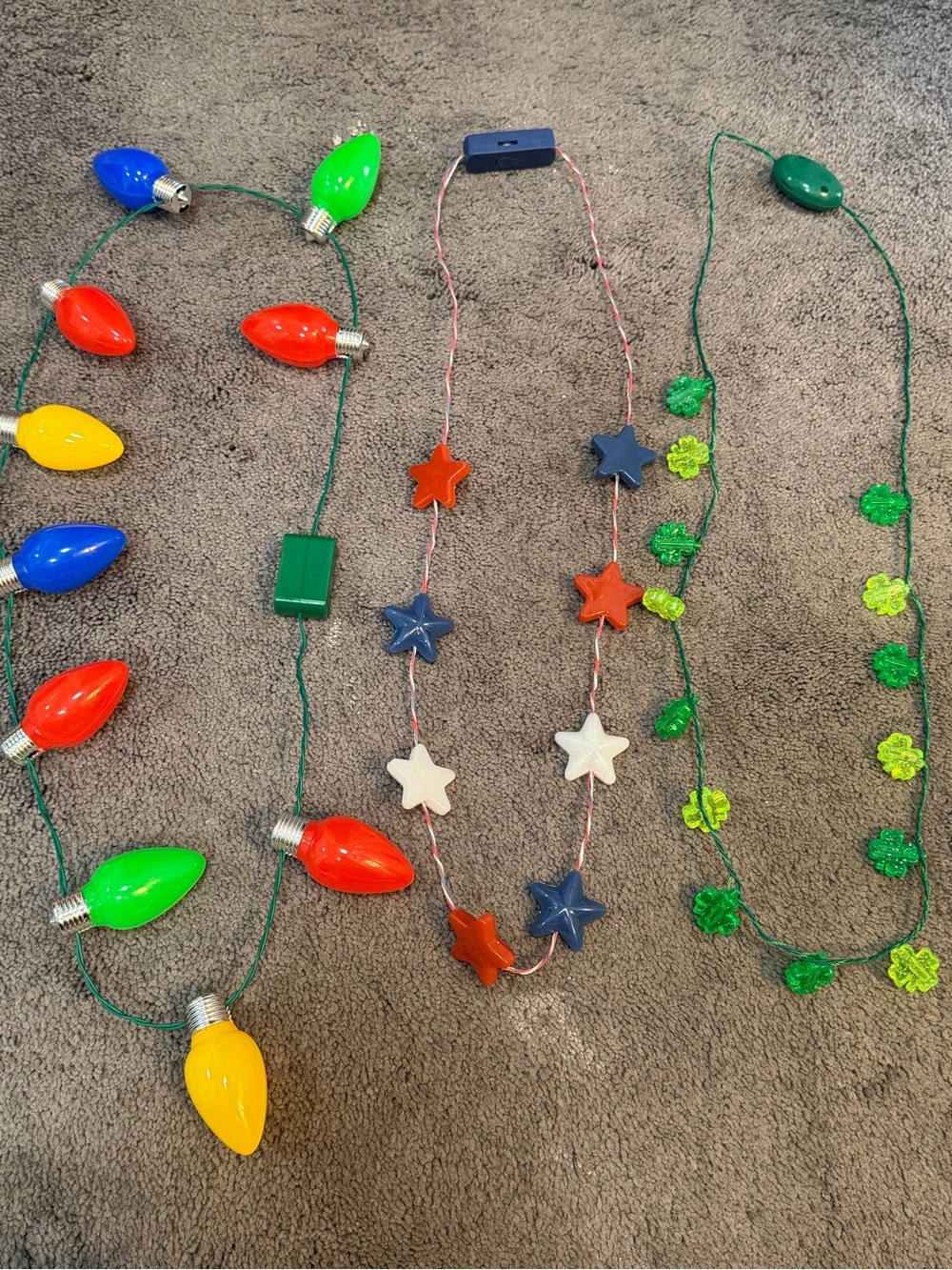 Set of 3 Light-Up Holiday Necklaces.